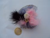 Broche plumes roses et 2 fleurs n&deg;24