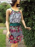 Robe ceinture &eacute;lastique verte 38-40