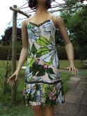 Robe style r&eacute;tro verte et blanche 36-38